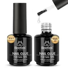 Beetles Gel Polish 9 em 1, Cola em Gel para Unhas de Acrílico Transparente, 2 Peças de 15ml, Kit de Gel para Unhas de Lo