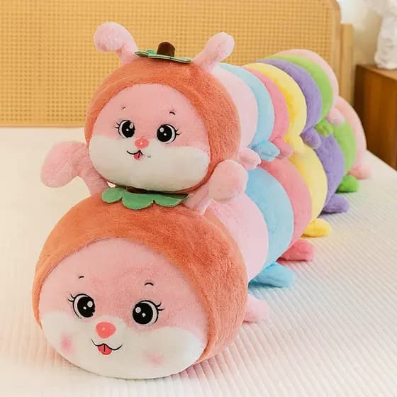 Bonito deitado Caterpillar boneca brinquedo de pelúcia dormir perna travesseiro dormir encosto boneca presente aniversár