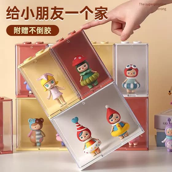 Bubble Mart Mystery Box Storage Display Stand Set Figura Acrílico Transparente Caixa de exibição de gabinete de tamanho