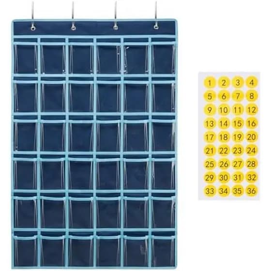 SAVERHO Gráfico De Bolso Para Sala De Aula Com 36 Bolsos Transparentes Telefones Celulares , Suporte De Telefone Calcula