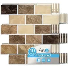Art3d Peel and Stick Backsplash Para Metrô Branco De Cozinha (10 Azulejos , Design Mais Grosso)