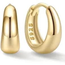 Brincos femininos de anel grosso de prata esterlina 925 de cor pura ChicSilver, brincos pequenos e grossos de prata, bri