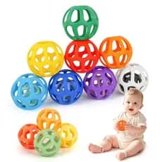 Brinquedo De Bola Para Bebê MCGMITT Com Furos , 8 Peças De Brinquedos Bebês De Silicone De Qualidade Alimentar De Fácil