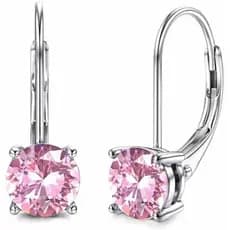 Brincos De Moissanite , 1.0ct-2.0ct D Cor Brilhante Brinco De Corte Redondo 18K Banhado A Ouro Branco Pendurados De Prat