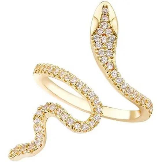 LEE & amp ; Anel De Cobra De Strass Com Joias RO 18K Para Mulheres
