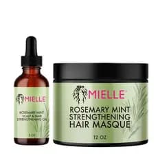 Mielle Organics Óleo Fortificante para Couro Cabeludo e Cabelo com Alecrim e Menta e Pomada-Óleo Calmante, Pacote JDMZ