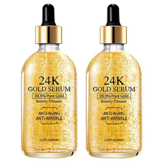 Sérum de Ouro 24K para o Rosto, 2 Unidades, Hidratante Antienvelhecimento para Uniformizar o Tom da Pele com Vitamina, S