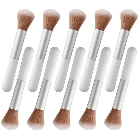 Conjunto de 10 Pincéis de Maquiagem Macios, Pincéis Portáteis para Misturar com Aplicação de Sobrancelhas e Pó, Pincéis
