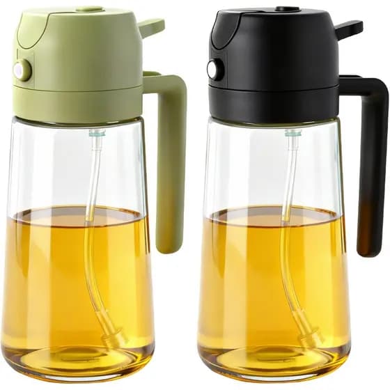 2 Peças Pulverizador de Óleo de Vidro para Cozinhar 16oz/470ml, Utensílio de Cozinha para Air Fryer, Salada, Churrasco,