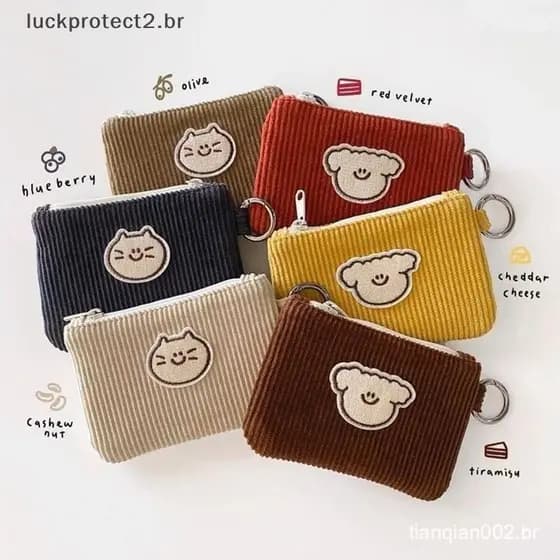 L-Bag 2025 Bolsa de Moedas Feminina de Veludo Fofa e Resistente ao Desgaste, Mini Carteira Macia com Zíper 4353