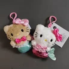 Novo Brinquedo de Pelúcia da Série Sanrio Mermaid Hello Kitty, Chaveiros de Pelúcia KT Fofos, Pingente de Bolsa, Boneca