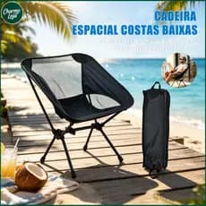 Cadeira Lua Dobrável Portátil com Bolsa de Transporte, Cadeira de Acampamento Praia Pesca Viagem Resistente e Leve