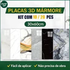 KIT 10/20 Placas Autocolantes 3D Mármore e Tijolo com Aplicação Fácil 30cm X 60cm Autocolante Decoração Quarto