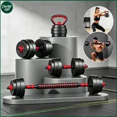 Kit Treino Funcional Musculação 10/15/20/kg Kettlebell Barra Halteres Anilhas Supino Peso Ajustável