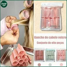 Kit 8 Bobs Cabelo Velcro Modeladores +8 Prendedores, DIY Styling Tools tamanho Medios 6.2*3.2cm