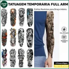Tatuagem Temporária Tattoo Fake a Prova D'água Unisex Realistas 3D Festa Social Verão Praia