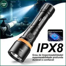 Lanterna Lâmpada de mergulho Lâmpada subaquática LED, à prova d'água até 100 metros, classe IPX8
