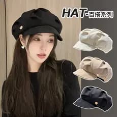 ❤️Chapéu de nuvem feminino estilo japonês pequeno chapéu octogonal pintor chapéu Casual All-Match boina Retro chapéu de
