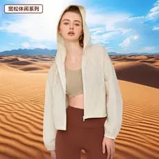 ❤️Primavera verão leve jaqueta com capuz feminino esportes ao ar livre legal respirável Yoga topo solto Casual curto Fit