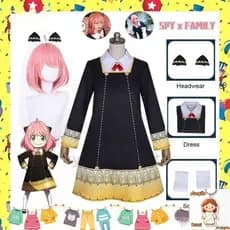 Vestido de Cosplay Fantasia Feminino Spy x Family Anya Forger, Roupas para Mulheres e Meninas, Acessório de Halloween