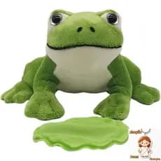 Um brinquedo de pelúcia de sapo fofo com charme magnético, perfeito para viagens e compras.