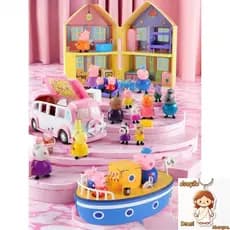 Peppa Pig Casa de Luxo Brinquedos Dupla Face Festa em Família Figuras de Ação Educacionais Boneca Crianças 8465s 89