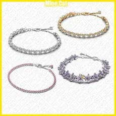 Pulseira DIY com Flor Roxa Banhada a Prata S925 + Bolsa de Veludo EPXH TIKV