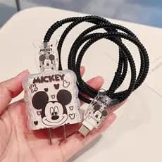 Protetor de Cabo Mickey Fofo, adequado para carregadores de iPhone de 18W/20W, organizador de cabos de telefone em estil