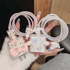 Capa protetora de carregador com desenho de gato KT fofo, adequada para cabo de dados anti-quebra de 25W da Samsung, c Y
