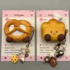 Capa protetora para fones de ouvido em formato de pão de sal, adequada para Airpods 4/3/2/1, capa protetora de silicone