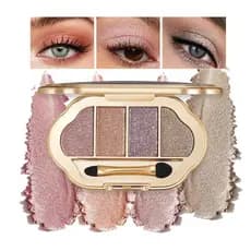 Paleta de Sombras Nude 4 Cores, Tons Neutros Matte e Cintilantes Chocolate Champagne, Pó Altamente Pigmentado, Misturáve