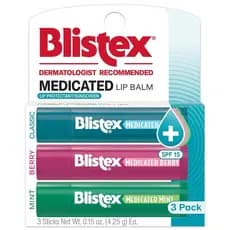 Bálsamo Labial Medicado Blistex, 0,15 Oz Cada, Sabor Clássico, Menta e Frutas Vermelhas, Acalma e Protege, Cuidado Labia