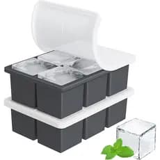 Forma de Gelo Grande para Whisky: Forma de Gelo de Silicone FDDBI com Tampa - Pacote com 2 Formas de Gelo Grandes Estilo