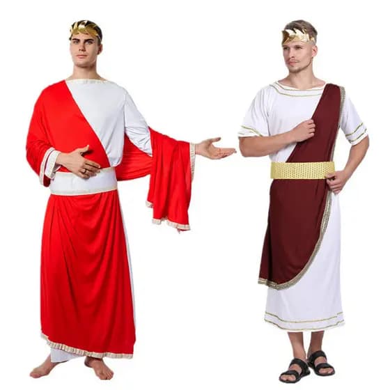 ⌖       Manto Grego e Romano Antigo para Adultos, Fantasia de César para Homens, Adequado para Halloween, Carnaval, Pásc