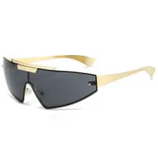 Lentes espelhadas são usadas em óculos de sol futuristas no estilo Parker e óculos de ciclismo de metal, que são produto