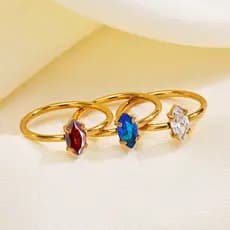 Anel de Diamante Colorido em Aço Titânio HT Light Luxury, Adequado para Mulheres, Pequeno e Elegante, Joia de Prata Fash