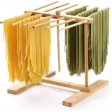 Suporte de secagem para macarrão de bambu, equipado com uma haste de transferência e 12 hastes de secagem, adequado para