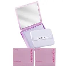 Papel absorvente de óleo - 300 folhas, vem com espelho, esponja e refis, pode absorver o excesso de óleo facial, Cont PO