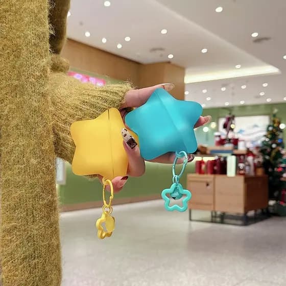 Capa protetora transparente com estrelas brilhantes, compatível com Airpods Pro 3, capa fofa para fones de ouvido Blueto