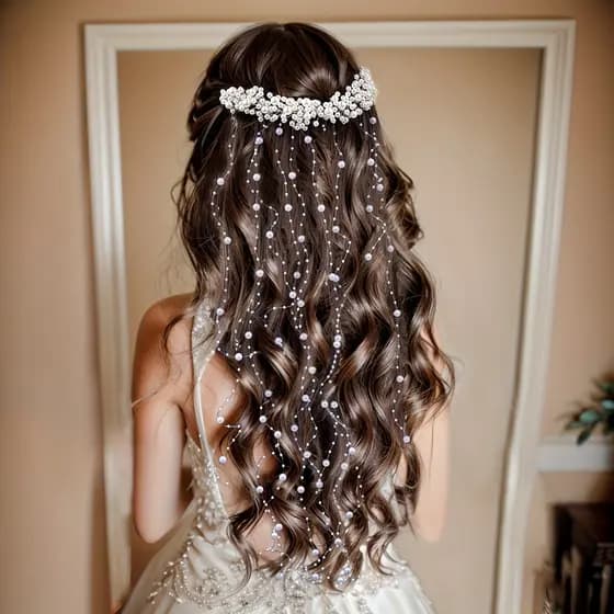 1 Peça de Pente de Cabelo Elegante e Exquisito com Pérolas Falsas – Contas Delicadas, Franja Pendurada, Acessório de Cab