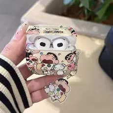 Capa protetora para fones de ouvido com tema de festa do pijama do Crayon Shin-chan, compatível com AirPods Pro3 Bluetoo