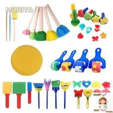 30 Peças Kits De Pincel De Esponja Para Pintura Infantil Conjunto De Ferramentas De Aprendizagem Precoce Crianças De Peq