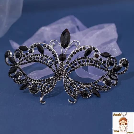 Máscara De Máscaras De Cristal Feminina Strass Fantasia Festa À Noite Para Performance De Palco Bola Escolar