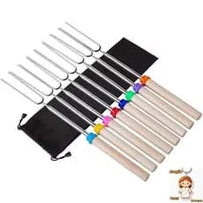 Palitos para assar marshmallow de 4 pçs / 8 pçs com alça de madeira espetos de churrasco extensíveis para camping piquen