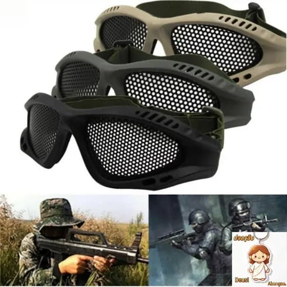 Óculos de Segurança Táticos, Máscara de Airsoft em Malha