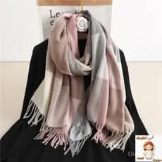 Luxuoso Cachecol Xadrez Inverno Quente Cachecol Longo de Cashmere Feminino Cachecol Feminino com Franjas Xaile Cachecol