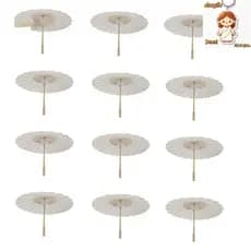 12 Pçs Guarda-Sol De Papel Chuva De Praia Branco DIY Fotografia Adereços Para Festas De Chá De Bebê Casamento 60cm/23.6