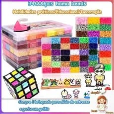 34000peças 2.6mm Perler Hama Beads 48cores/pixel art/perler beads kit 2.6mm/Artesanato Infantil/brinquedos educativos