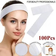 100 Pçs Descartável Spa Facial Headbands Estiramento Não-Tecido Macio Cuidados Com A Pele Faixa De Cabelo Fechamento Con