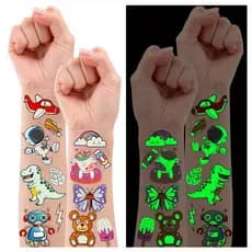 380 Estilos (30 Folhas) Tatuagens Luminosas Mistos Temporárias Adesivos Com Unicórnio/Sereia/Dinossauro/Espaço Externo/P